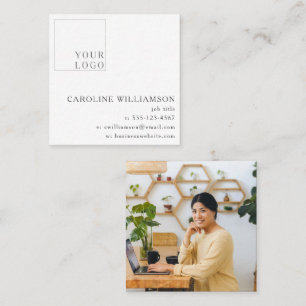 Simple Modern Minimal Professional Logo Photo  Square Business Card