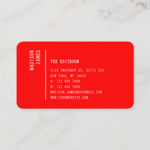 Simple Modern Minimal Red QR Code Business Card