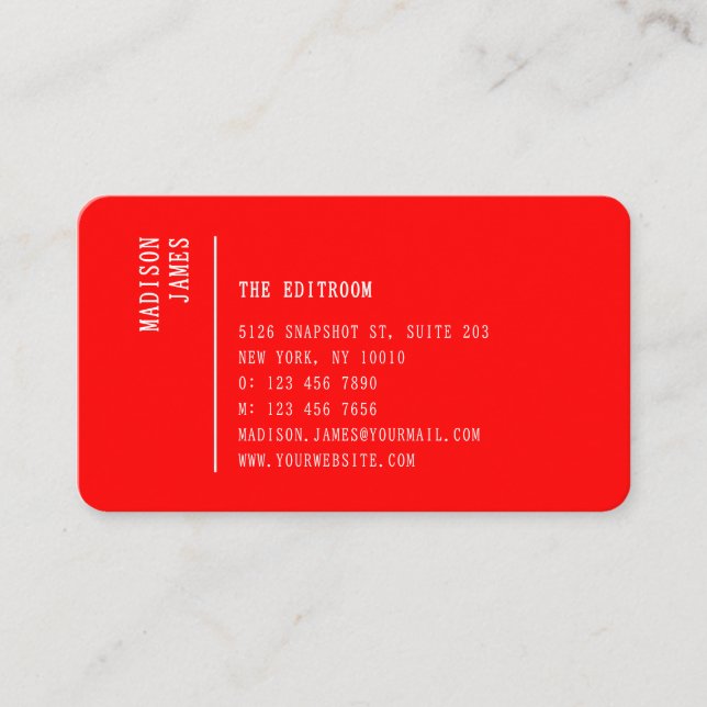 Simple Modern Minimal Red QR Code Business Card (Front)