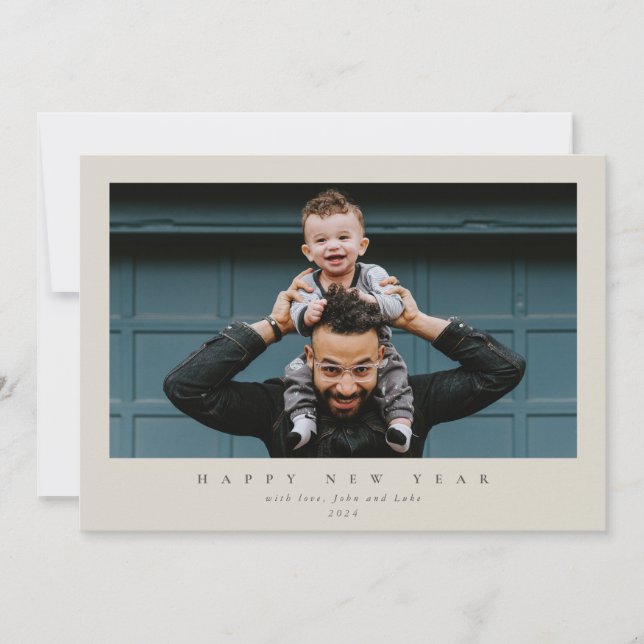 Simple Modern Minimal Single Photo Happy New Year Holiday Card (Front)