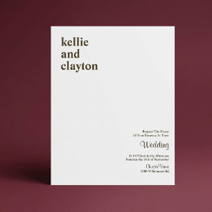 Simple Modern Minimal Type Wedding Invitation