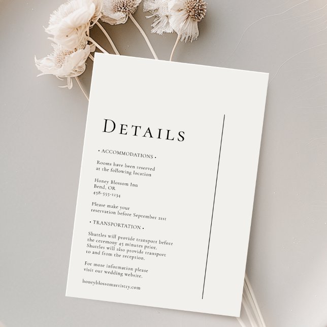 Simple Modern Minimal Wedding Details Enclosure Card (Creator Uploaded)