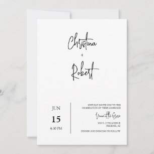 Simple Modern Minimal Wedding Photo QR Code RSVP  Invitation