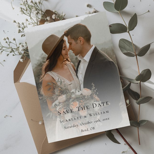 Simple Modern Minimal Wedding Photo Save The Date (Creator Uploaded)