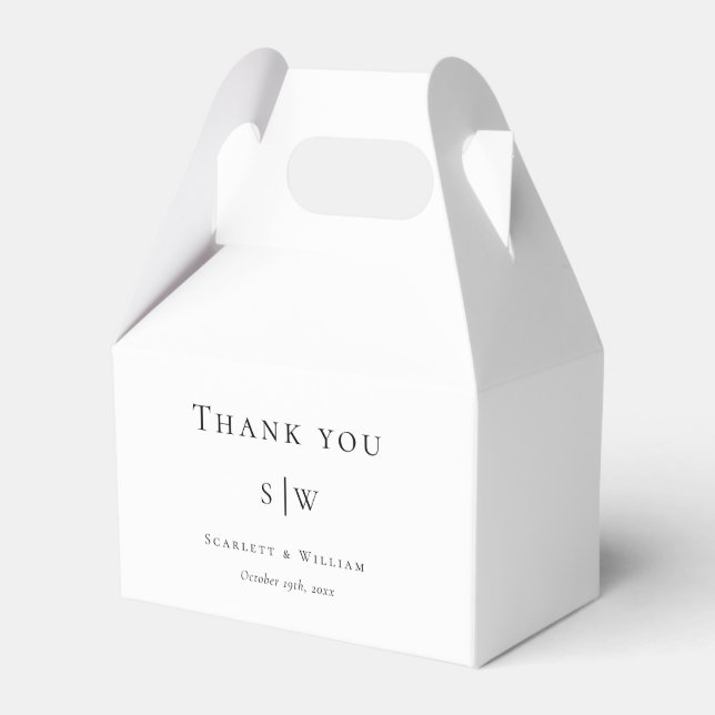 Simple Modern Minimal White Wedding Gable Favor Box (Front Side)