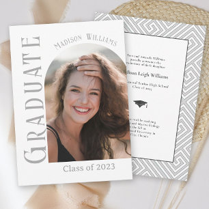 Simple Modern Minimalist Arched Photo Graduation Announcement
