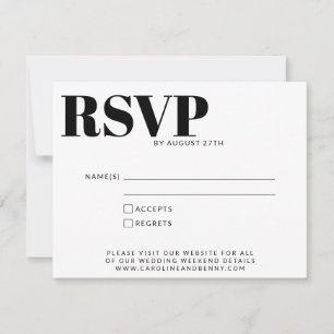 Simple Modern Minimalist Black and White Details RSVP Card