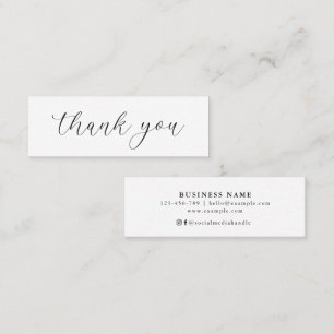 Simple Modern Minimalist Black and White Thank You Mini Business Card