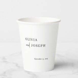 Simple Modern Minimalist   Black and White Wedding Paper Cups