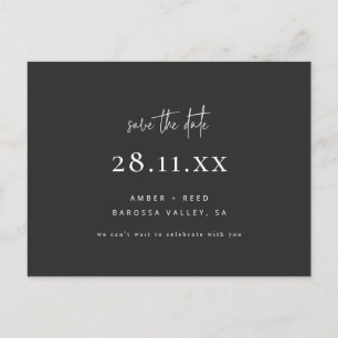 Simple Modern Minimalist Black Save the Date Announcement Postcard