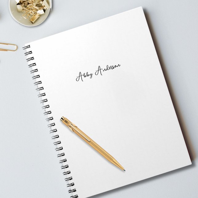 Simple Modern Minimalist Black Script | White Notebook (Creator Uploaded)
