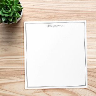 Simple Modern Minimalist Black Two Border Monogram Notepad