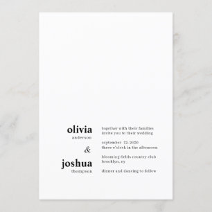 Simple Modern Minimalist Black Typography Wedding Invitation