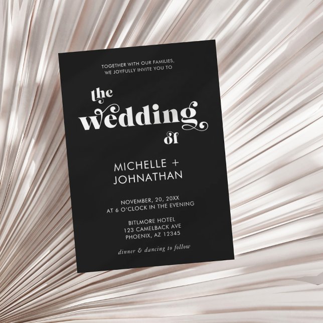 Simple Modern Minimalist Black & White Wedding Invitation (Creator Uploaded)