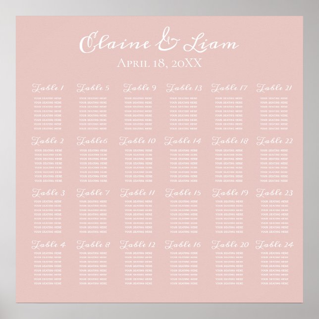 Simple Modern Minimalist Blush Wedding Poster (Front)
