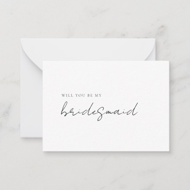 Simple Modern Minimalist Bridesmaid Proposal Card (Front)