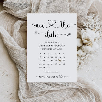 Simple Modern Minimalist Calendar | Photo Wedding Save The Date