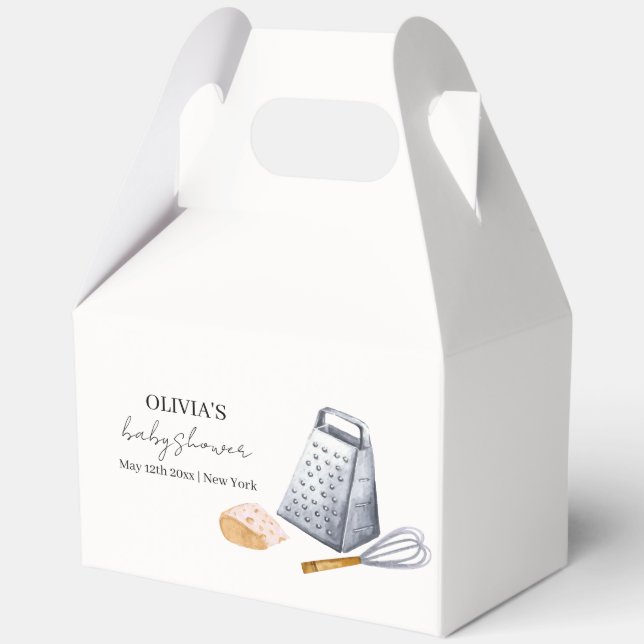 Simple Modern Minimalist Chef Kitchen Baby Shower Favor Box (Back)