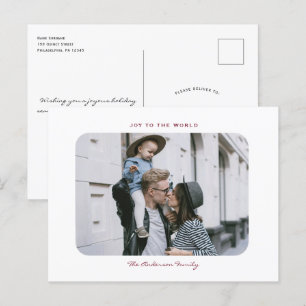 Simple modern minimalist clean Christmas photo  Postcard