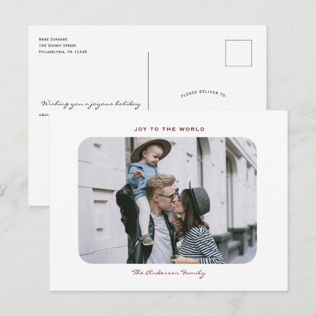 Simple modern minimalist clean Christmas photo  Postcard (Front/Back)