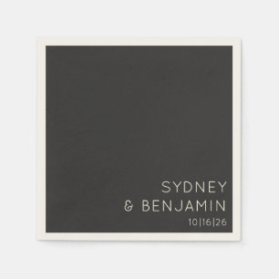 Simple Modern Minimalist Custom Wedding Black Napkin