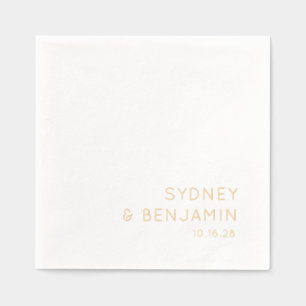 Simple Modern Minimalist Custom Wedding Gold Foil Napkins