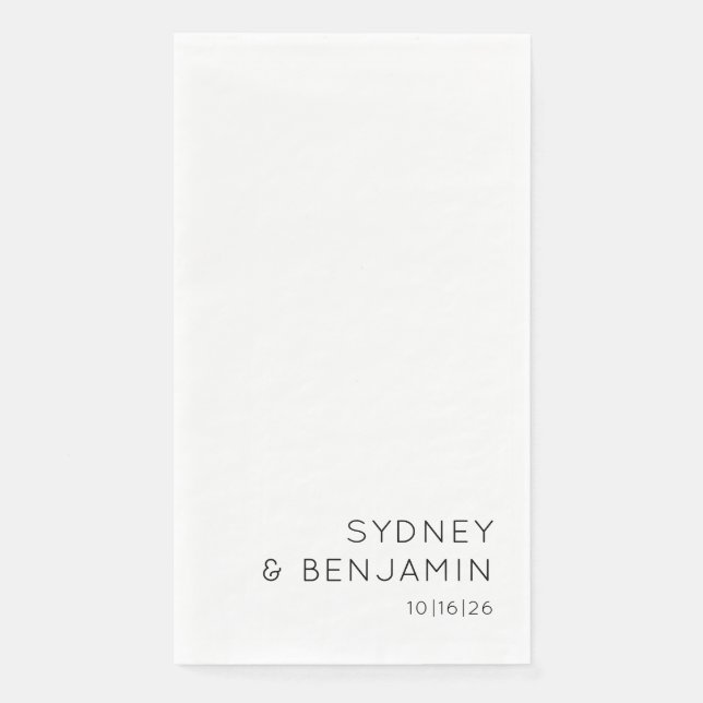 Simple Modern Minimalist Custom Wedding White Napkin (Front)