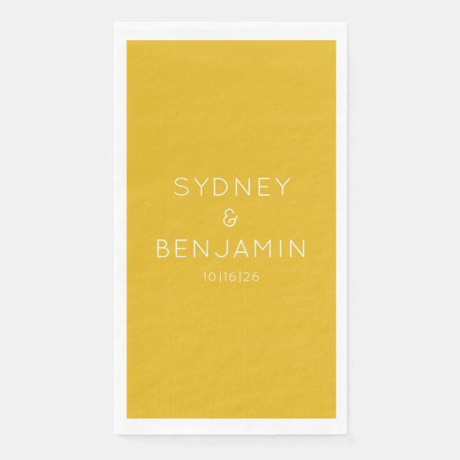 Simple Modern Minimalist Custom Wedding Yellow Napkin (Front)
