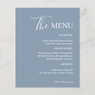 Simple Modern Minimalist   Dusty Blue Wedding Menu