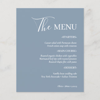 Simple Modern Minimalist | Dusty Blue Wedding Menu