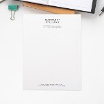 Simple Modern Minimalist Elegant Office Letterhead<br><div class="desc">Simple Modern Minimalist Elegant Office Letterhead. Personalized stationery. Editable template. Check the collection for other matching stationery.</div>