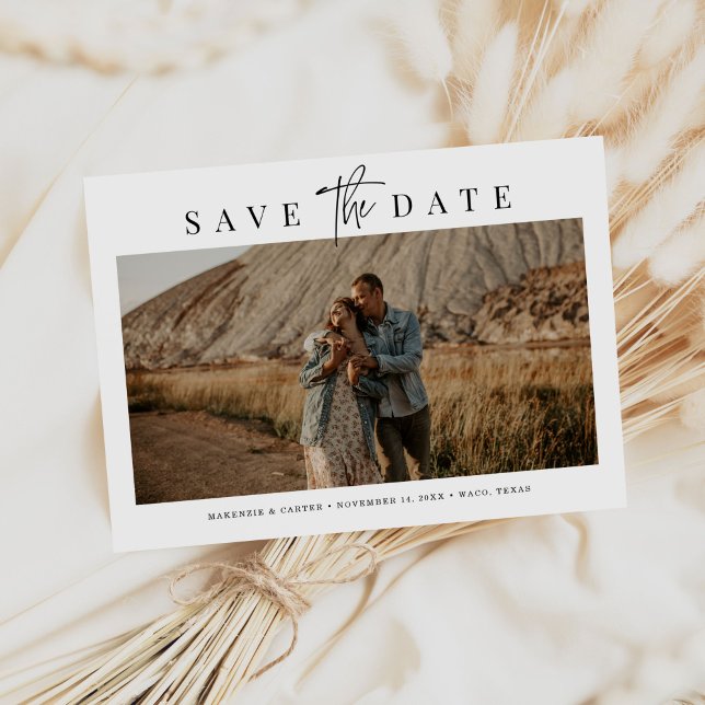 Simple Modern Minimalist Four Photo Save The Date (Creator Uploaded)