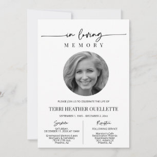 Simple Modern Minimalist Funeral Memorial Service Invitation