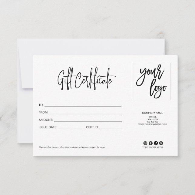 simple modern minimalist gift card add logo (Front)