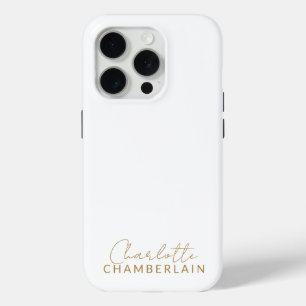 Simple Modern Minimalist Gold Name  iPhone 15 Pro Case