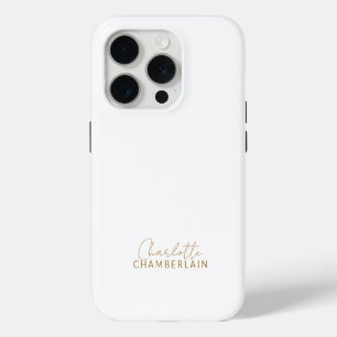 Simple Modern Minimalist Gold Name  iPhone 15 Pro Case