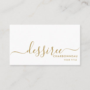Simple Modern Minimalist Gold Script  Business Card