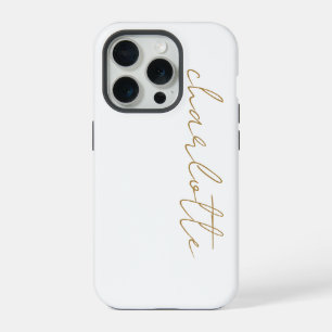Simple Modern Minimalist Gold Script Name  iPhone 15 Pro Case