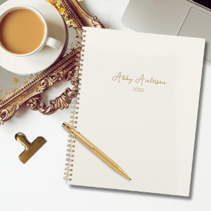 Simple Modern Minimalist Gold Script   Off White Planner