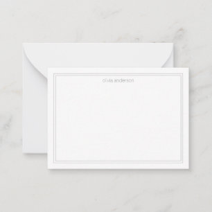 Simple Modern Minimalist Gray Two Border Monogram Card