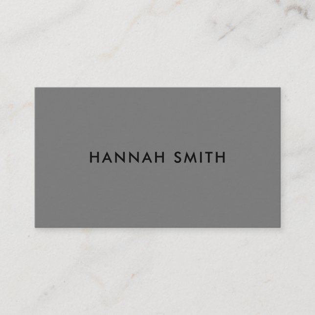Simple Modern Minimalist Grey Business Card (Front)