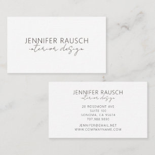Simple Modern Minimalist Interior Designer Business Card