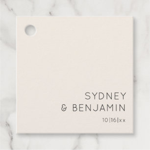 Simple Modern Minimalist Ivory Custom Wedding Favour Tags