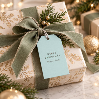 Simple Modern Minimalist Light Blue Christmas  Gift Tags
