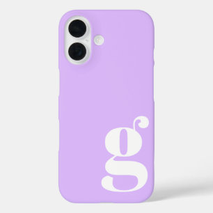 Simple Modern Minimalist Monogram Pastel Purple  iPhone 16 Case