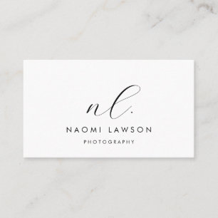 Simple Modern Minimalist Monogram Photography Business Card