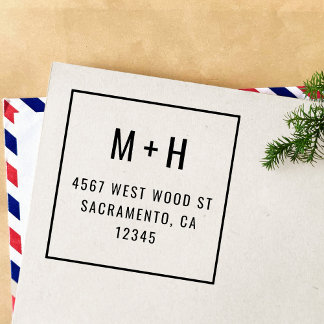 Simple Modern Minimalist Monogram Return Address Self-inking Stamp