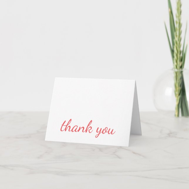 Simple Modern Minimalist Orange on White Thank You Card (Front)