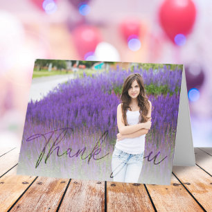 Simple Modern Minimalist Photo Calligraphy Script Thank You Card