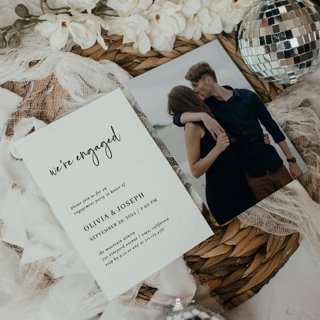 Simple Modern Minimalist | Photo Engagement Party Invitation (Creator Uploaded)